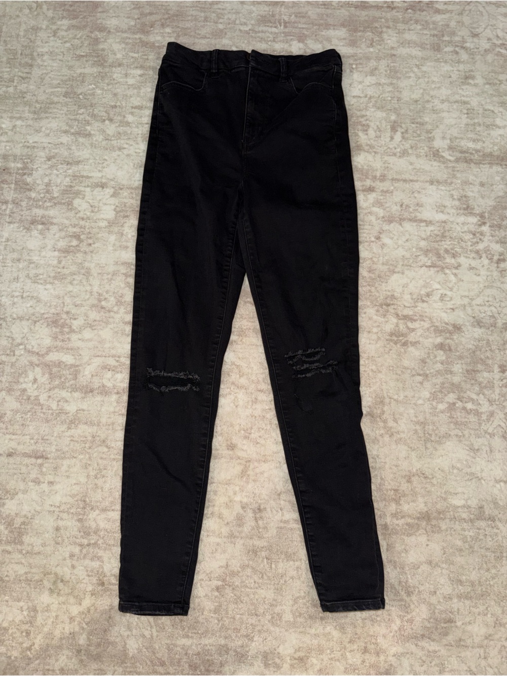 American Eagle Outfitters Black Skinny Jeans with Knee Rips
